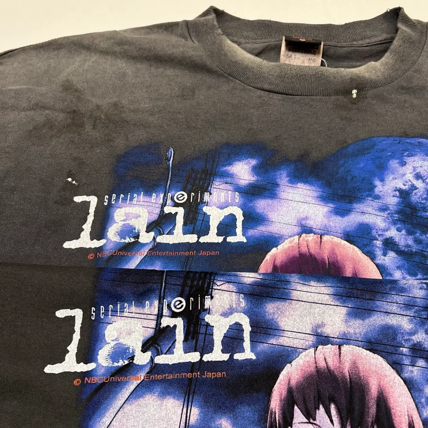 Printing proofing SAINT Mxxxxxx × serial experiments lain × GEEKS RULE GS_SS TEE/LAIN/BLK Sci-fi masterpiece anime <Ringtone> co-branded Ringtone co-branded distressed short-sleeves Washed black S-XL Super rich and delicate printing technology perfectly shows the authentic details Customized co-branded accessories The real correct version Ready-made garments Assute dyeing Washed to make old Maliu water faded